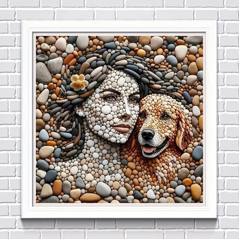 Peinture à diamant #29 40cm x 40cm femme et chien