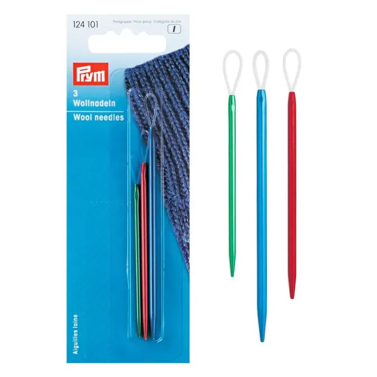 3 aiguilles à laine en acier avec chas flexible de Prym