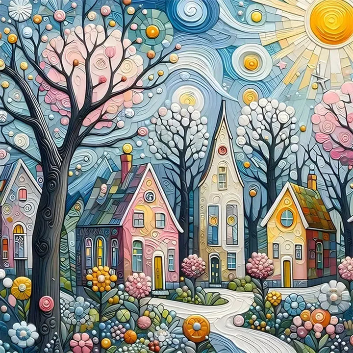 Peinture à diamant #142 30cm x 30cm Village