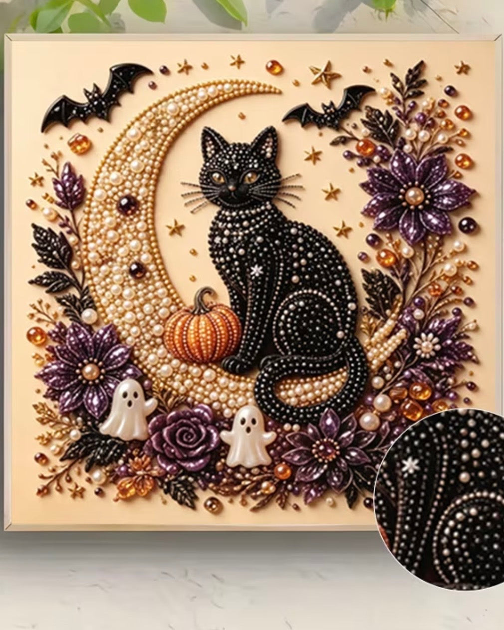 Peinture à diamant #82 20cmx20cm Chat noir