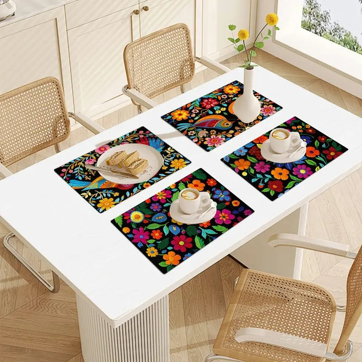 4 Napperons en Diamonds painting #175 30cmx20cm Mandala Fleurs