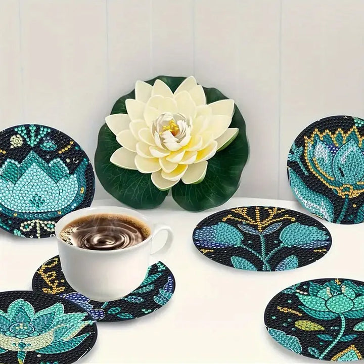 8 sous-verres en peinture à diamant Lotus #179