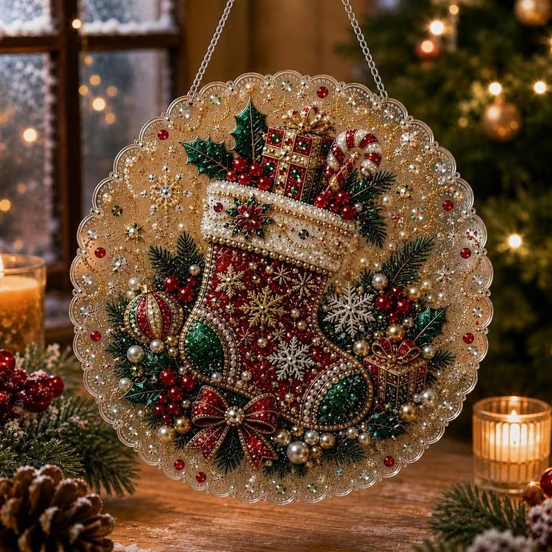 Bas de noël. Peinture à diamant #100 (25cm)