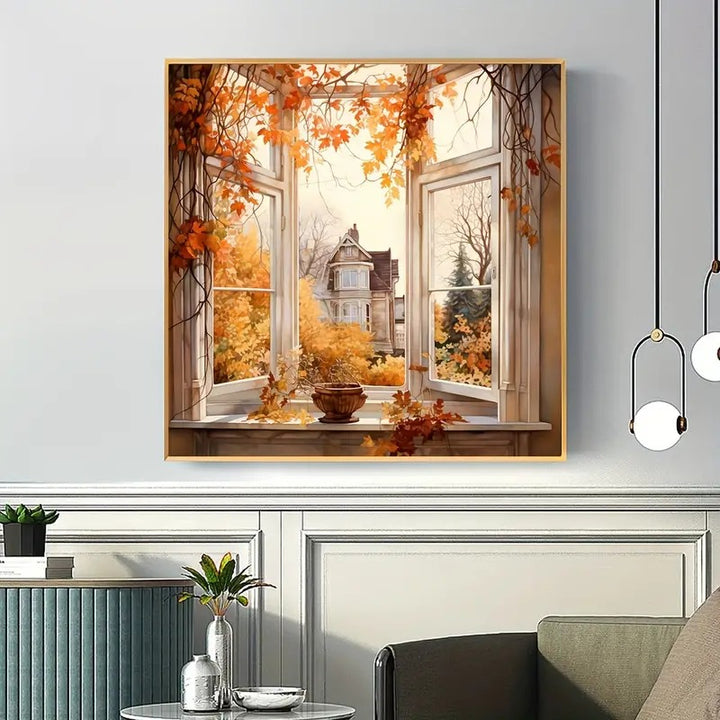 Peinture à diamant #88 40cmx40cm Fenêtres automne