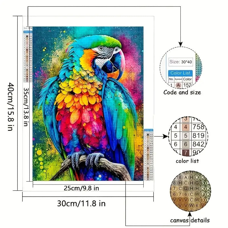 Peinture à diamant #23 30cm x 40cm Perroquet