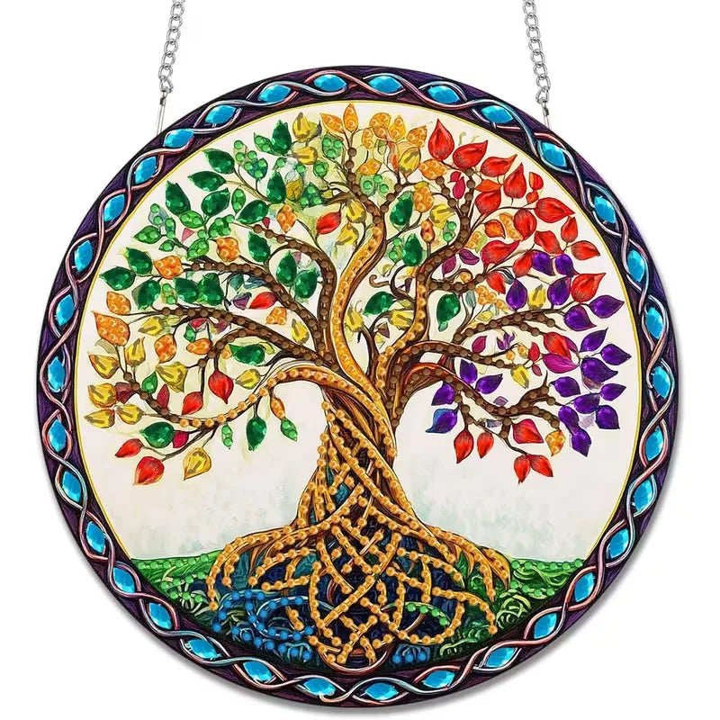 Peinture à diamant #180 Arbre de vie suspendu 20cm x 20cm