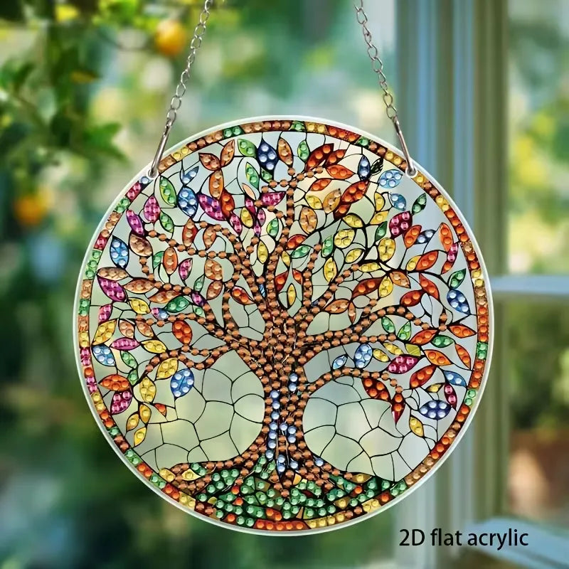 Peinture à diamant #178 Arbre de vie suspendu, 14.5cm x 14.5cm