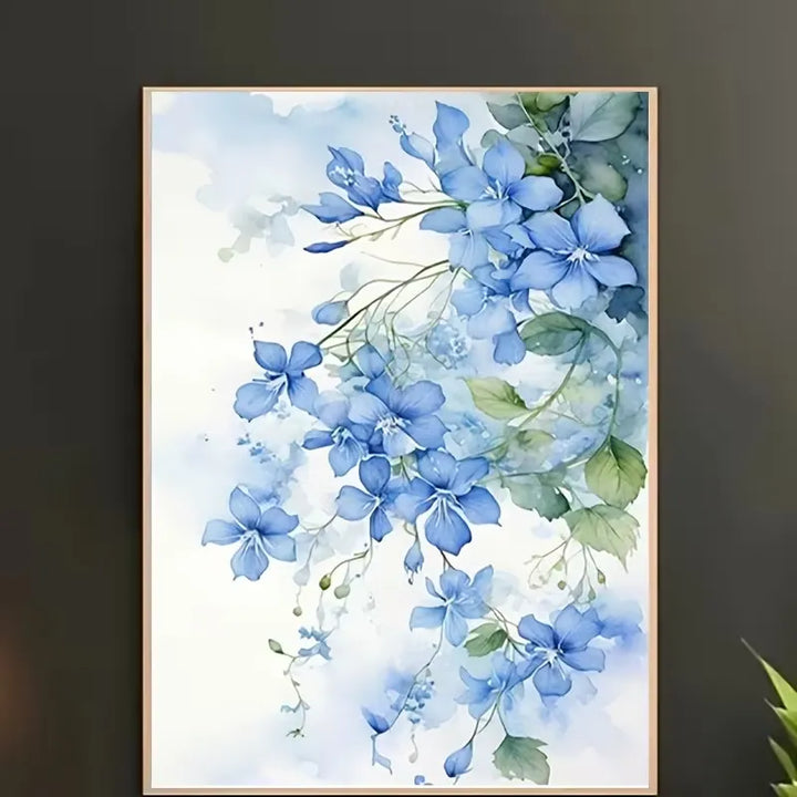 Peinture à diamant #177 50cm x 100cm Fleurs bleues