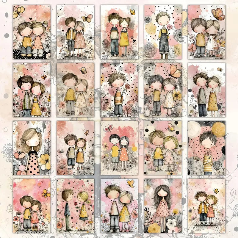 20 Cartes de style postale en blanc.