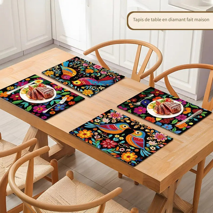 4 Napperons en Diamonds painting #175 30cmx20cm Mandala Fleurs
