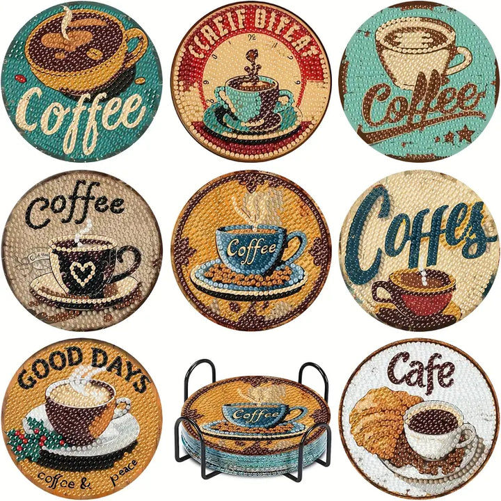 8 sous-verres en peinture à diamant Café #181