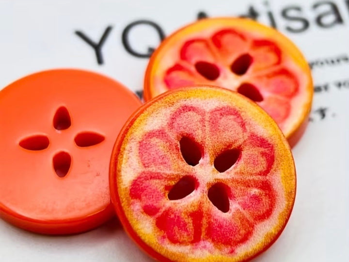 5 boutons en acrylique orange (15mm)