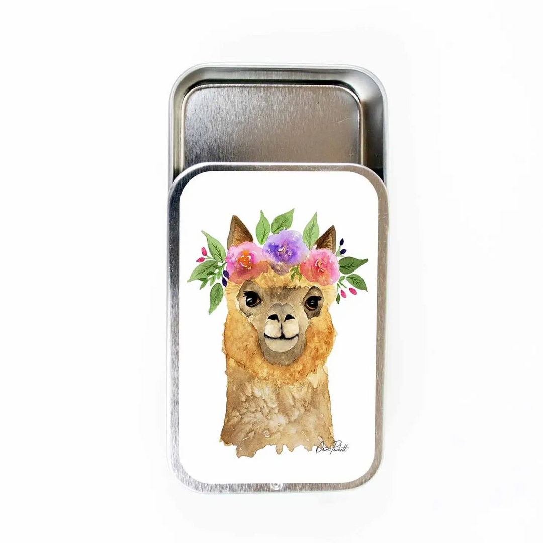 Petite boite de rangement. Alpaga fleuri
