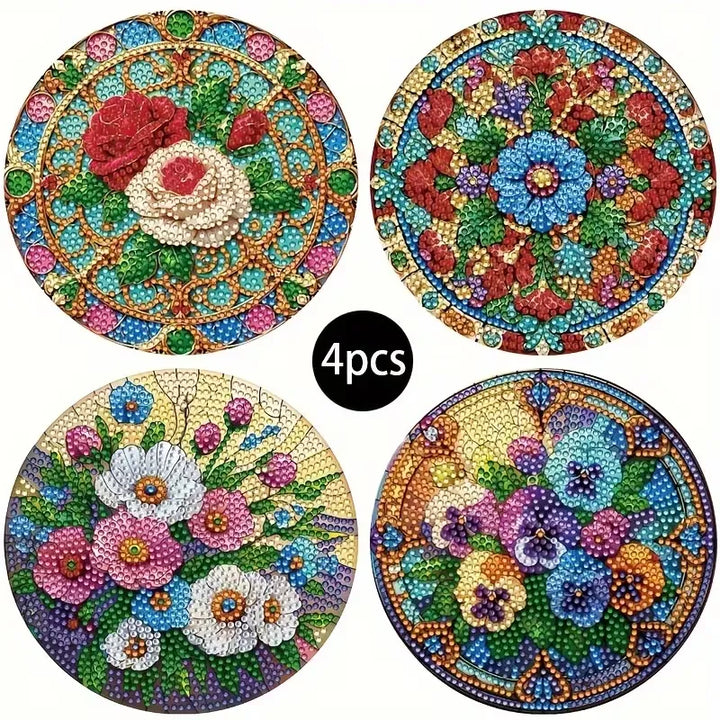 4 sous plats décoratifs. Peinture à diamant #193