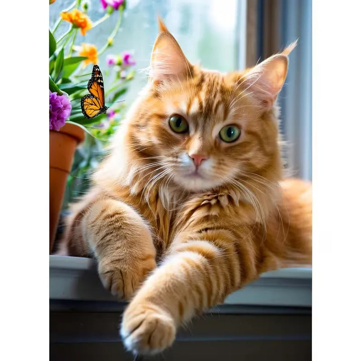 Peinture à diamant #69 30cmx40cm Chat jaune