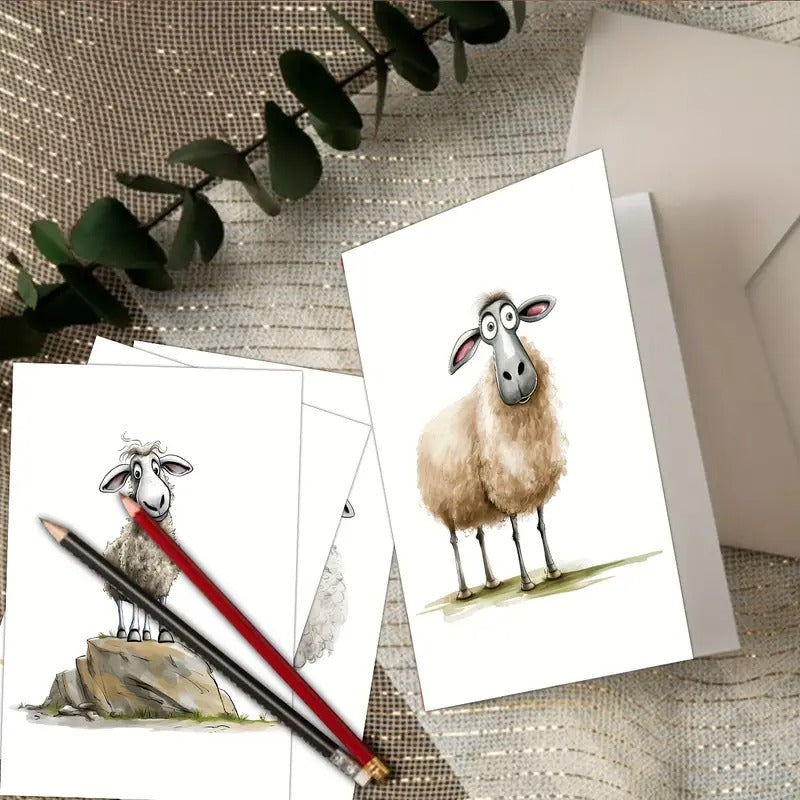 12 Cartes de voeux en blanc, plus enveloppe