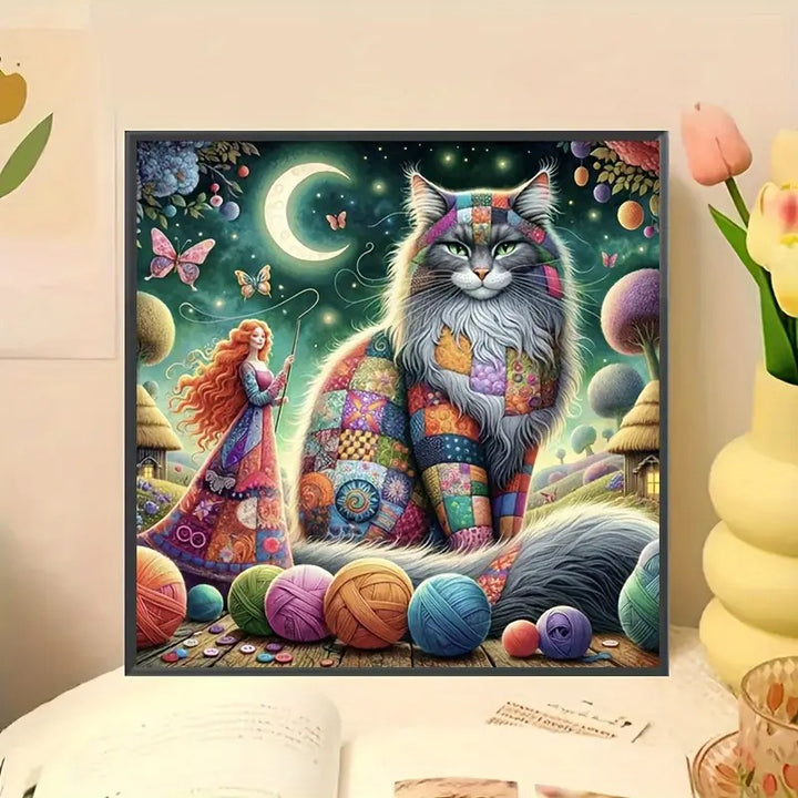 Peinture à diamant #104 40cm x 40cm Chat Patchwork