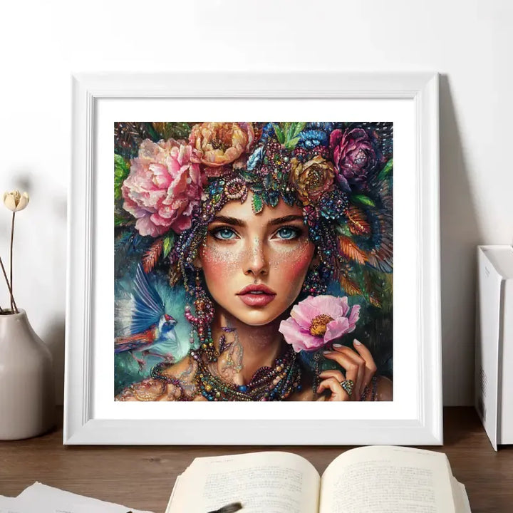 Peinture à diamant #2 40cmx40cm Femme et fleurs