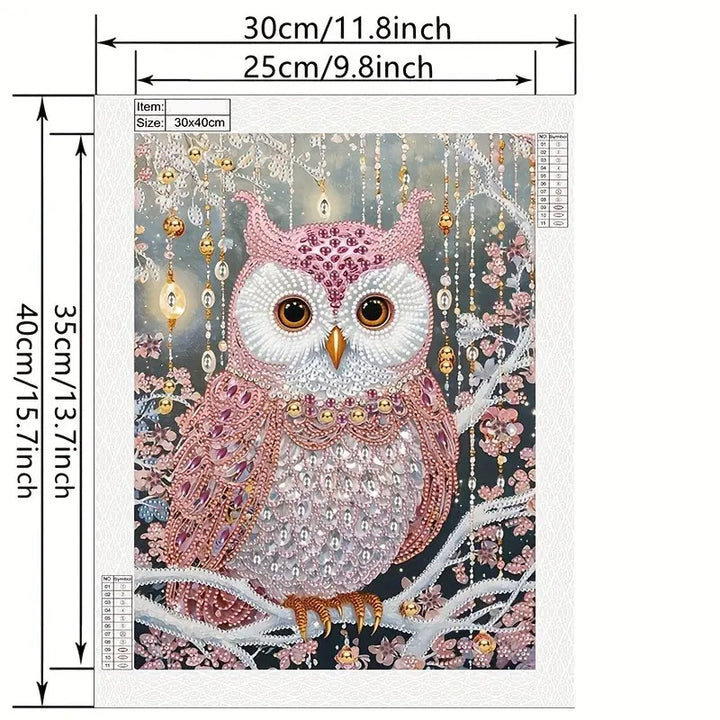 Peinture à diamant #75 40cmx30cm Hibou rose