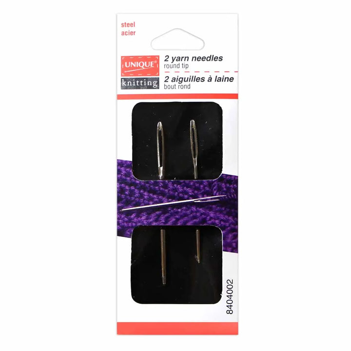 2 aiguilles à laine en acier  à bouts ronds UNIQUE KNITTING