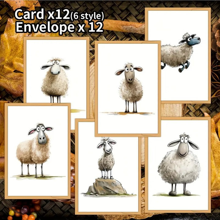 12 Cartes de voeux en blanc, plus enveloppe