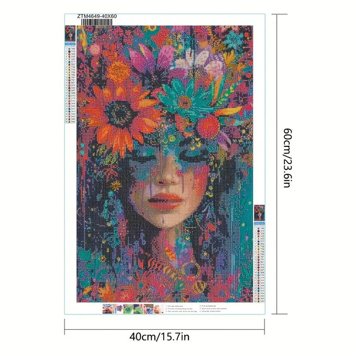 Peinture à diamant #47 40cmx60cm Femme fleurie