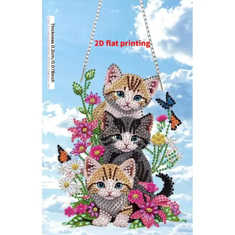 3 Chatons à suspendre . Peinture à diamant #196