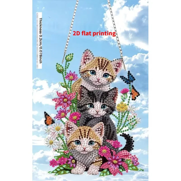 3 Chatons à suspendre . Peinture à diamant #196