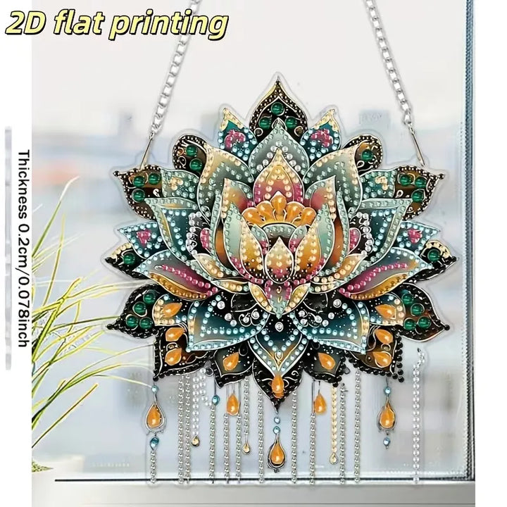 Lotus coloré à suspendre . Peinture à diamant #195