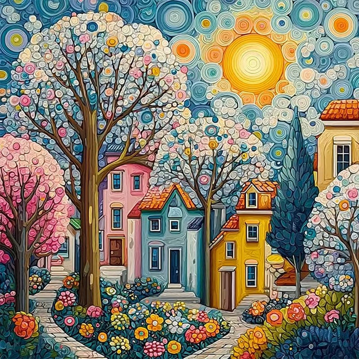 Peinture à diamant #182 40cm x 40cm Village