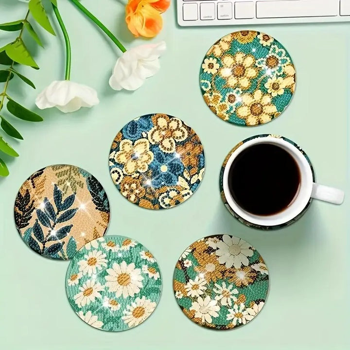 8 sous-verres en peinture à diamant fleurs #182