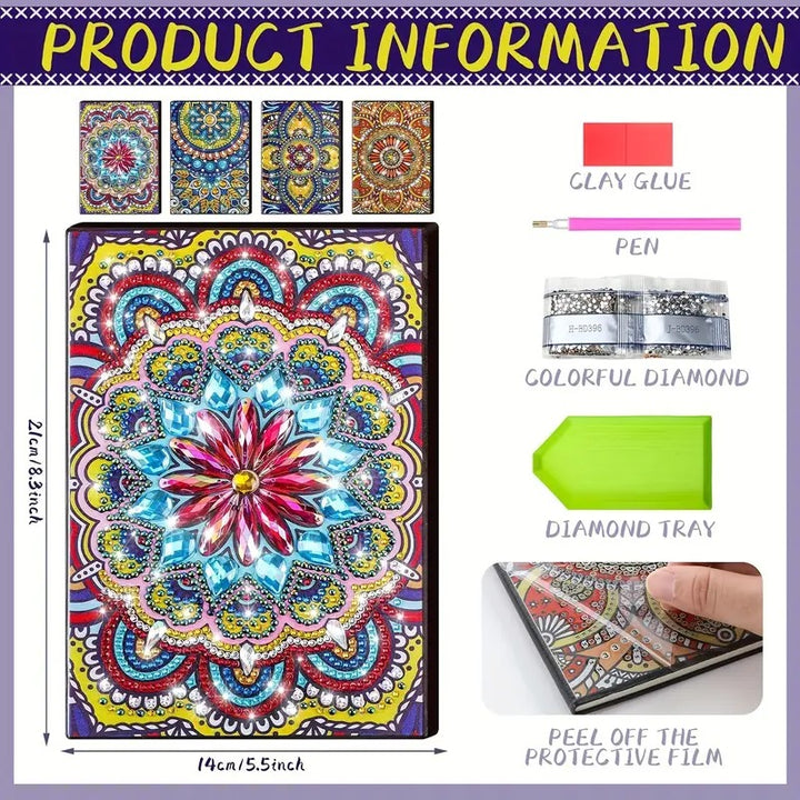 4 livrets de note en Diamonds painting #174 21cmx15cm Mandala