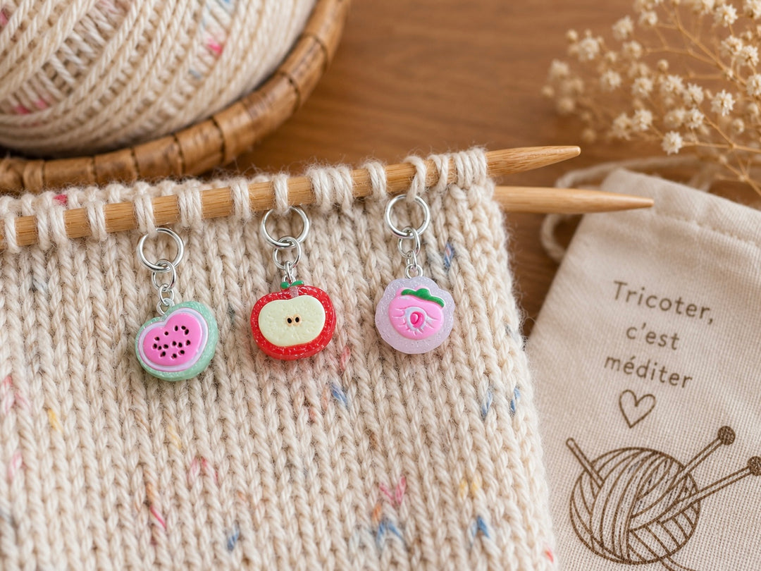 3 marque-mailles de fruits