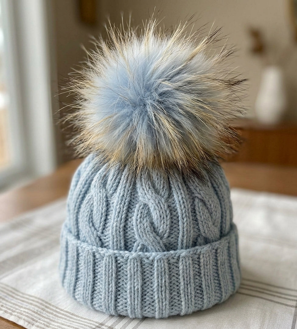 Pompons de fourrure Bleu boréal de 17-20cm