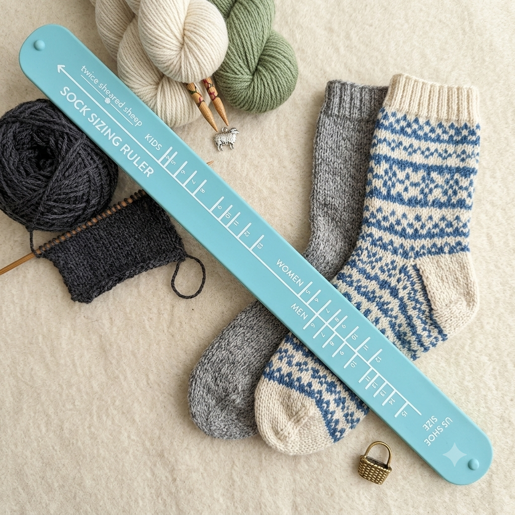 Règle de taille de chaussettes - Bracelet règle pour tricot de chaussettes de Twice Sheared Sheep