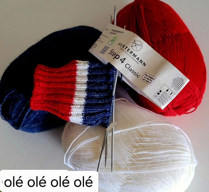 Le kit de l’heure. 3 balles de  Laine Austermann Step 4 classic uni