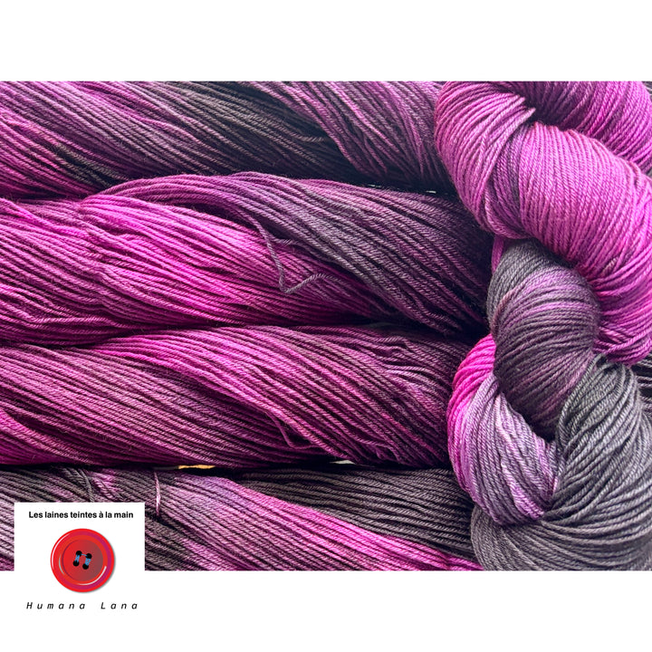 Laine à bas exclusive Humana Lana de couleur Aubergine/Gris