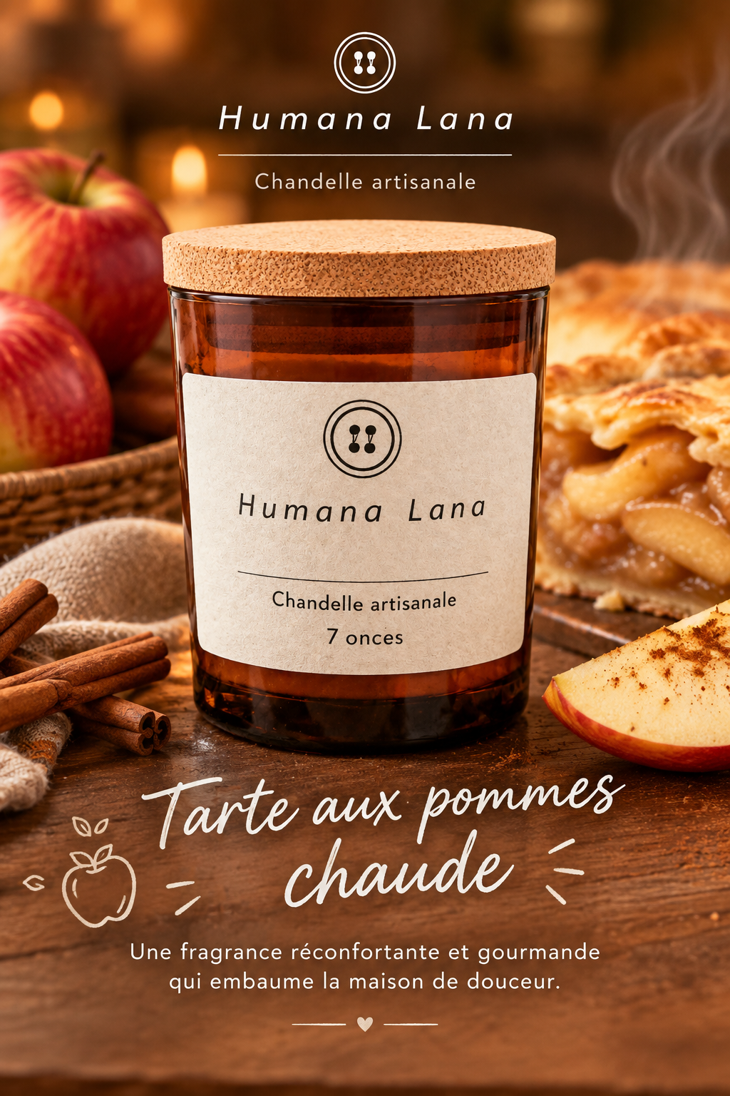 Chandelle 7oz à la tarte aux pommes chaude