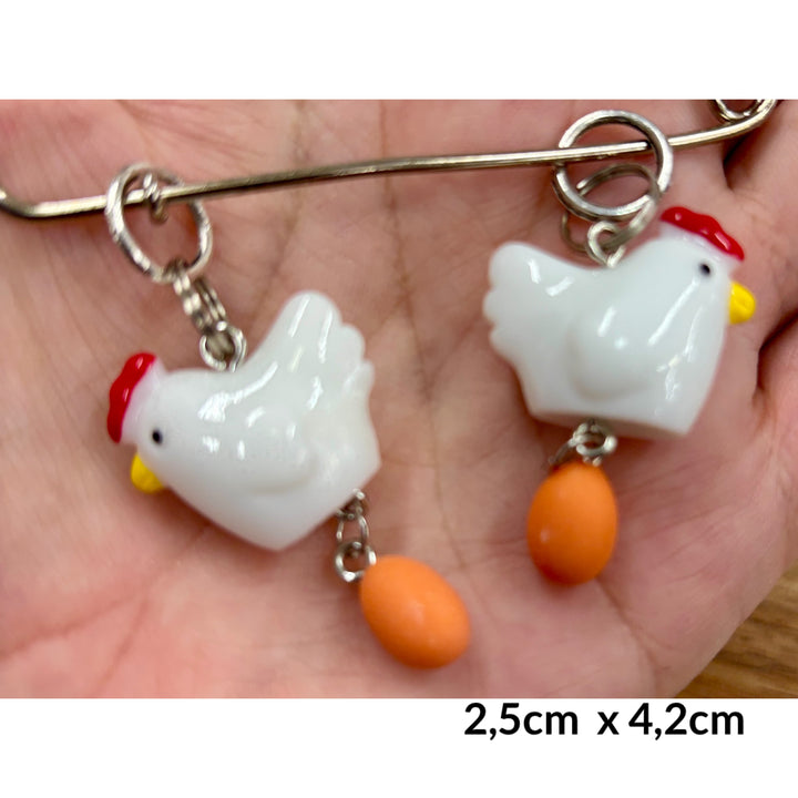 2 marque-mailles poules et œufs