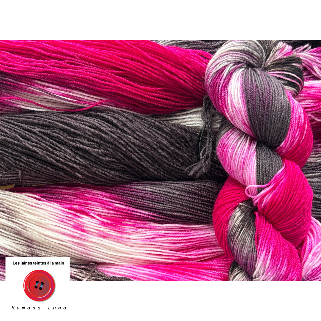 Laine à bas exclusive Humana Lana de couleur Gris fushia