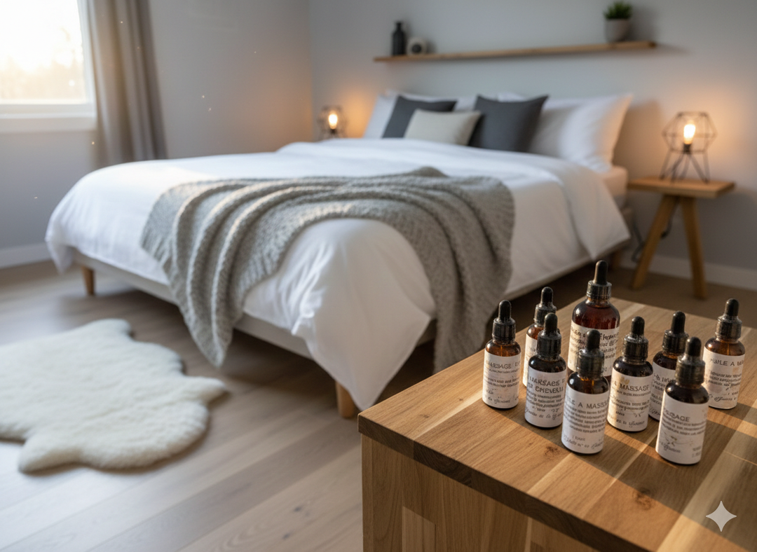 Huile à massage qui soulage le psoriasis et eczéma et acné- Macérât Huileux