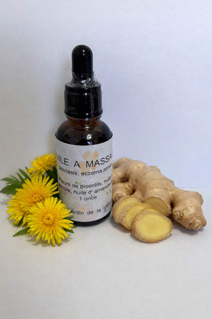 Huile à massage qui soulage le psoriasis et eczéma et acné- Macérât Huileux