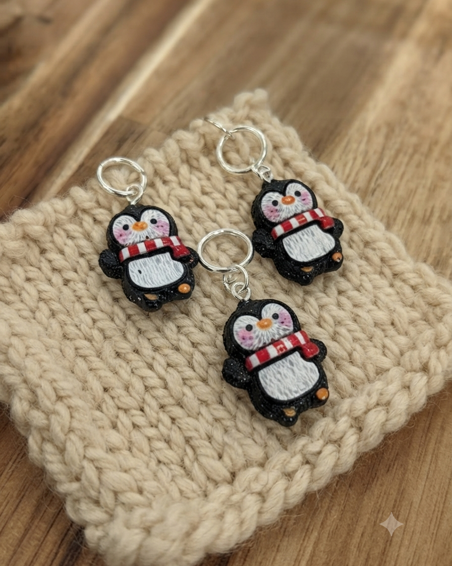 3 marque-mailles de pinguin