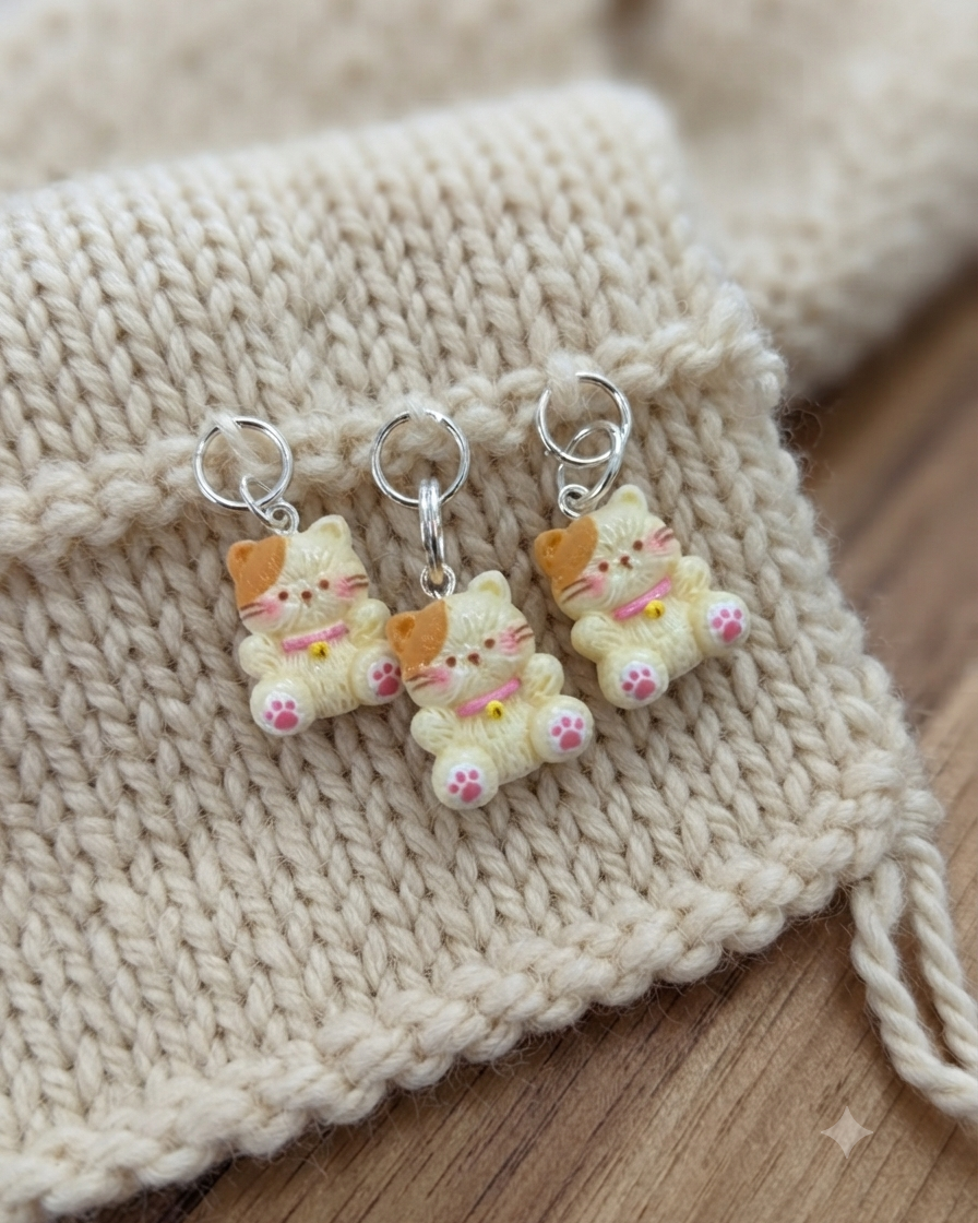 3 marque-mailles de chaton