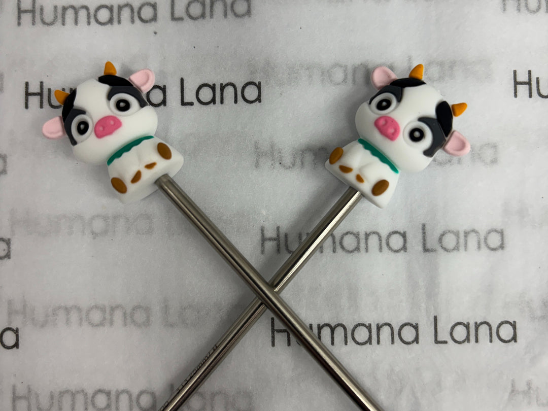 Vache 3D. Protège pointes d'aiguilles a tricoter