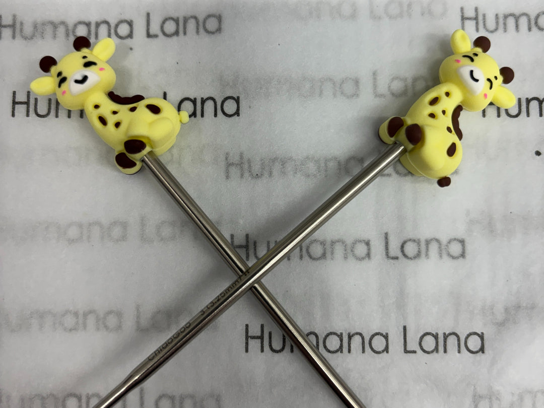 Girafes 3D. Protège pointes d'aiguilles a tricoter