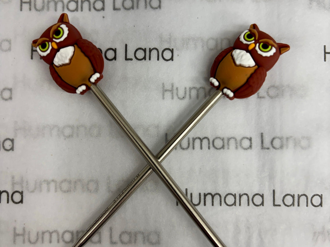 Hiboux 3D. Protège pointes d'aiguilles a tricoter