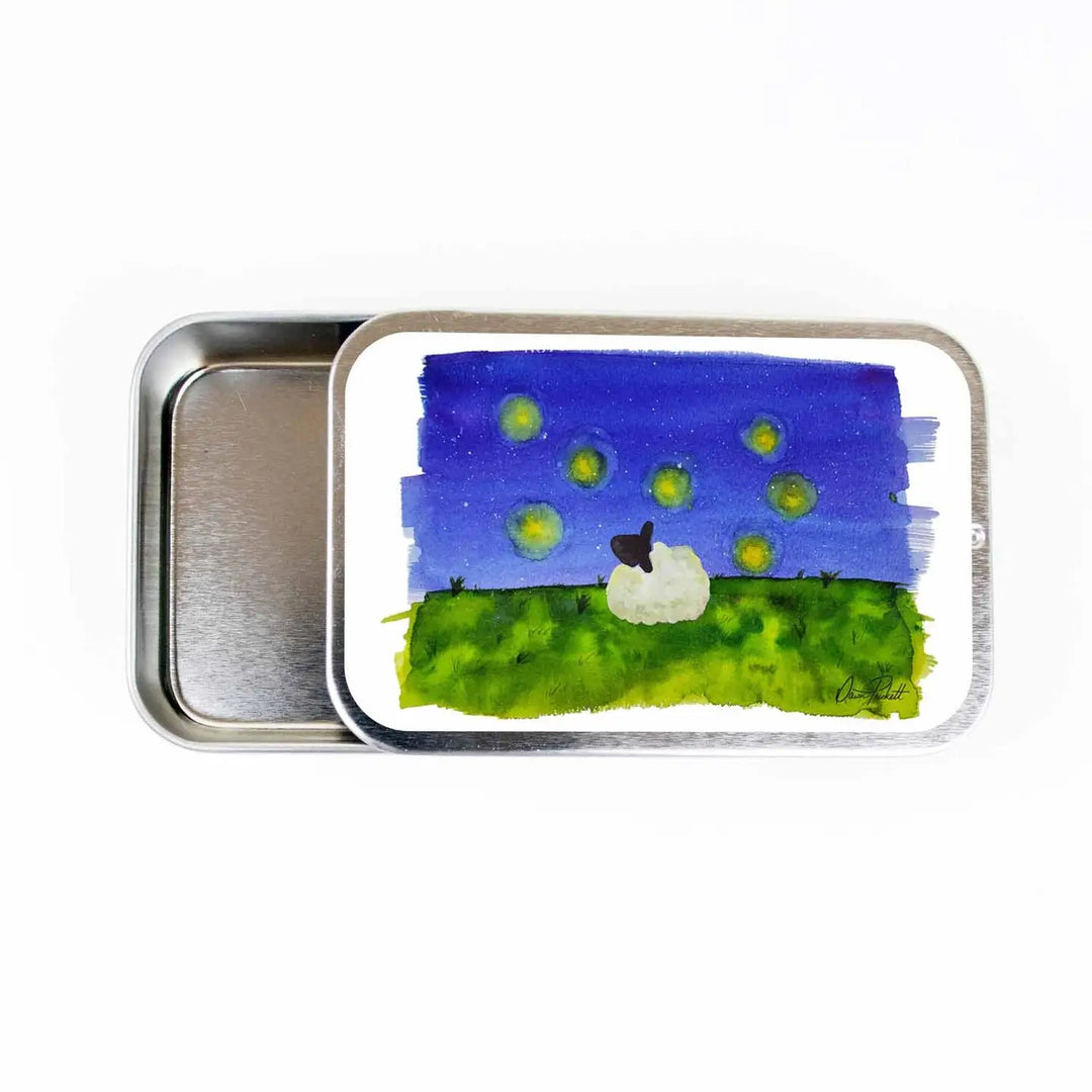 Petite boite de rangement. Mouton et mouches à feu