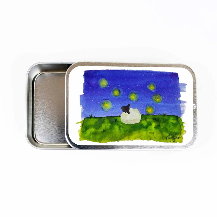 Petite boite de rangement. Mouton et mouches à feu