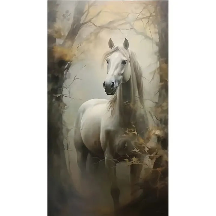 Peinture à diamant #141  40cm x 70cm Cheval blanc